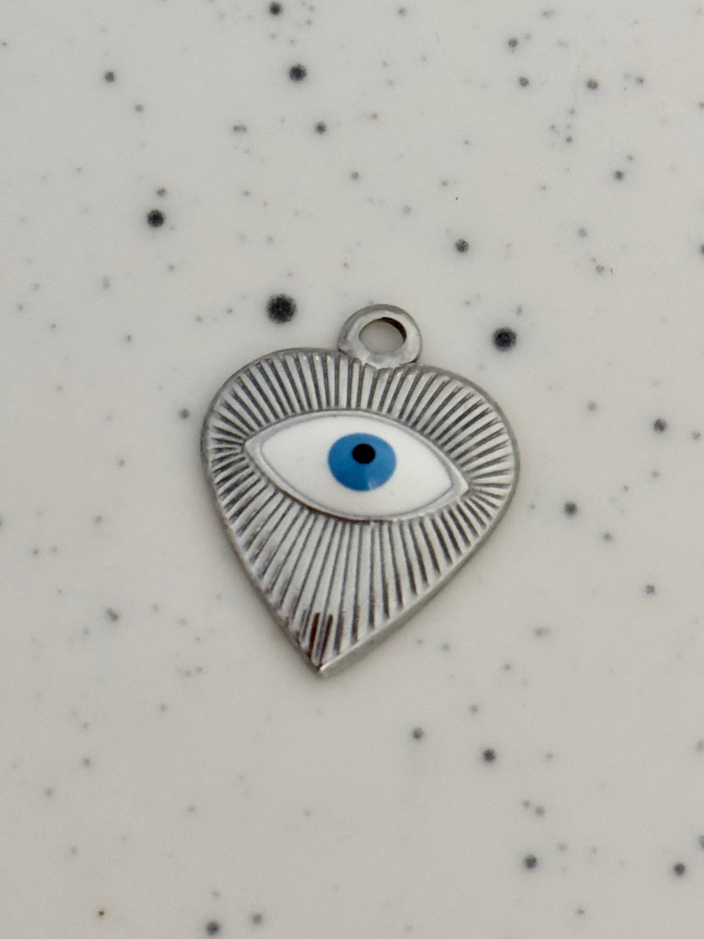 Evil Eye Heart Silver Charm