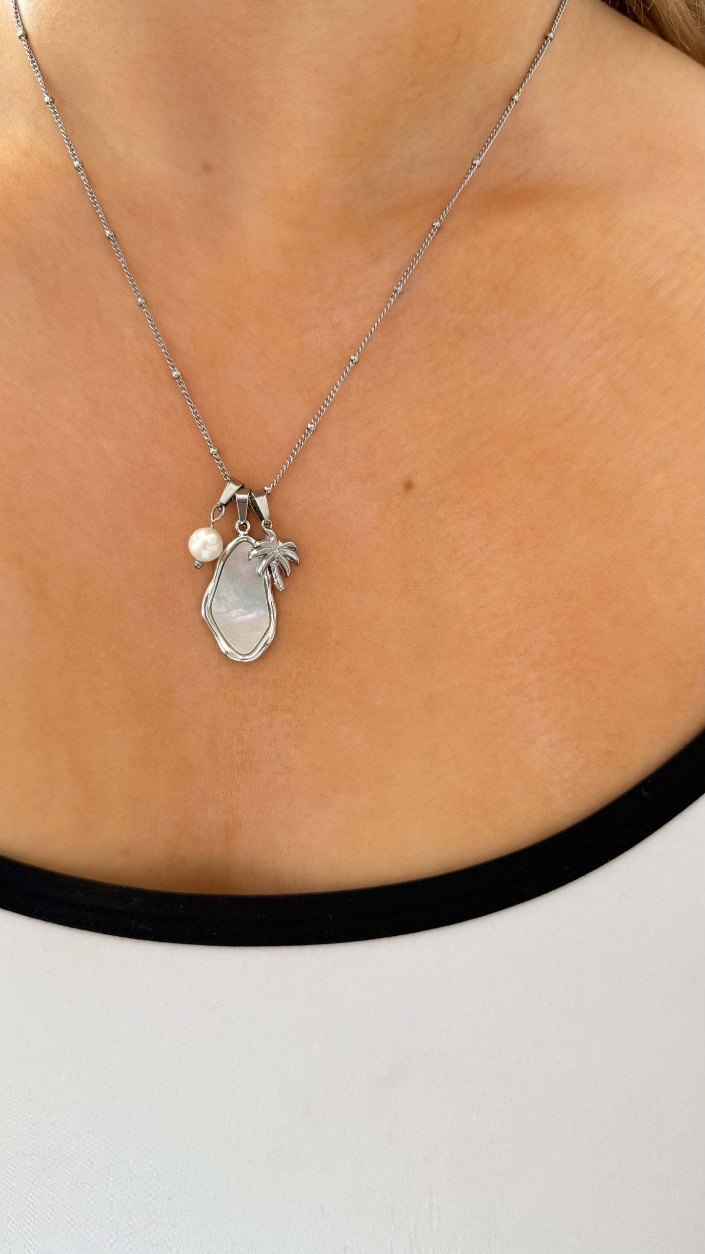‘The Beach Hut’ Silver Dangly Charm Necklace