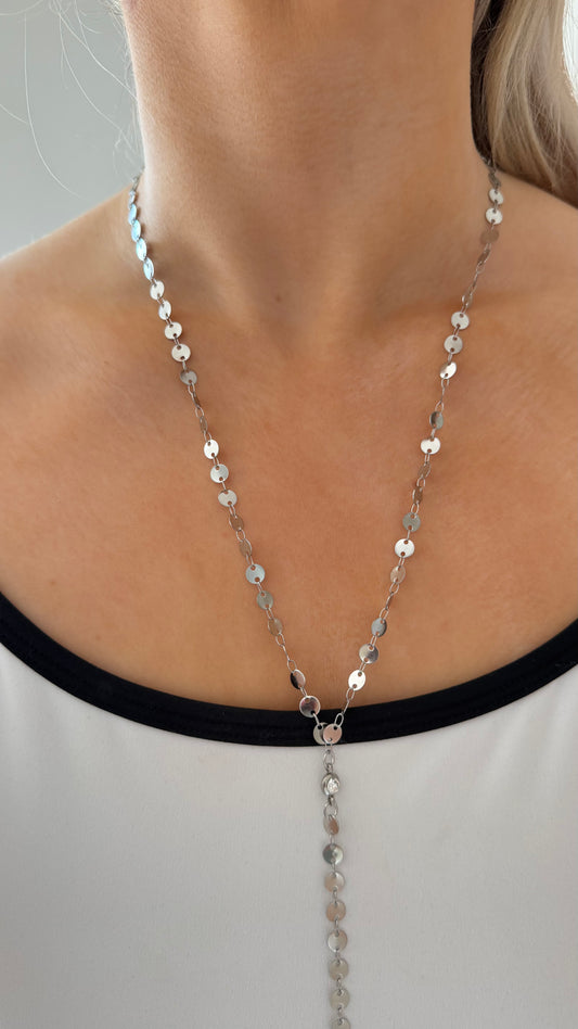 Sexy Silver Sequin Effect Stacking Necklace