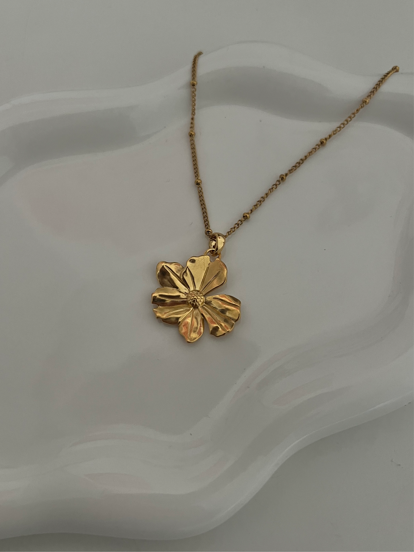 Gold Plated Flower Pendant Necklace