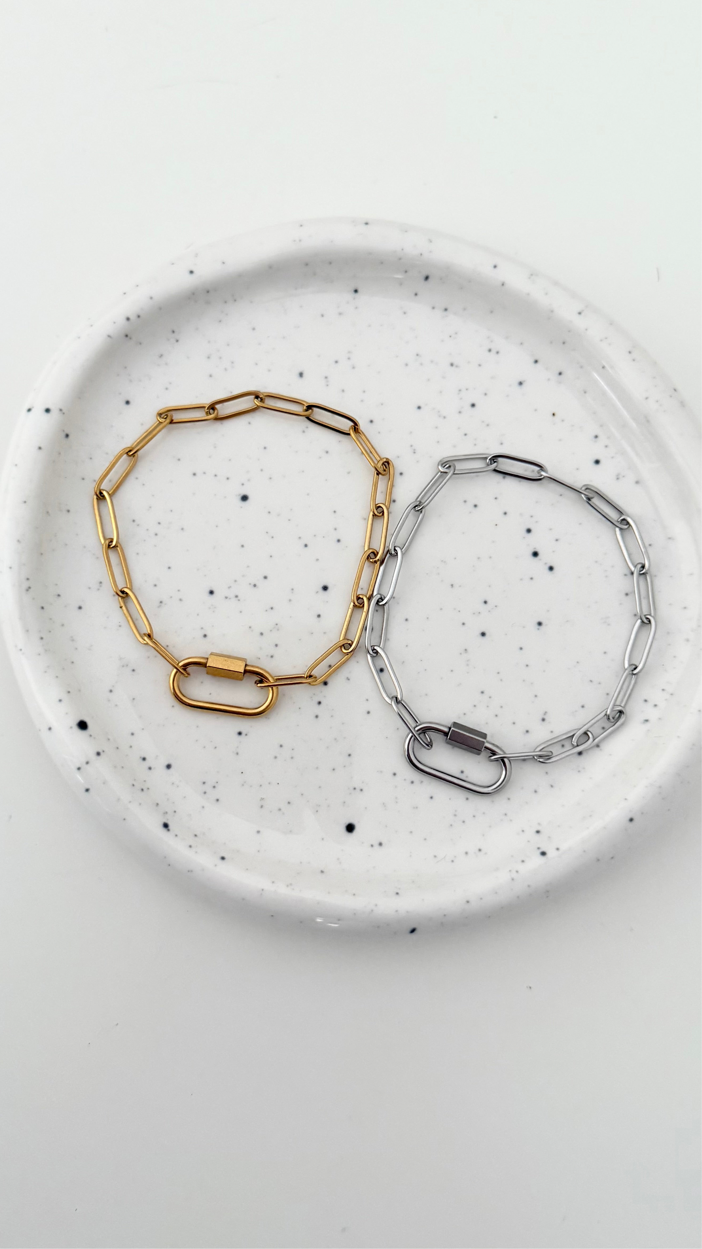 Stainless Steel Paperclip Carabiner Charm Bracelet