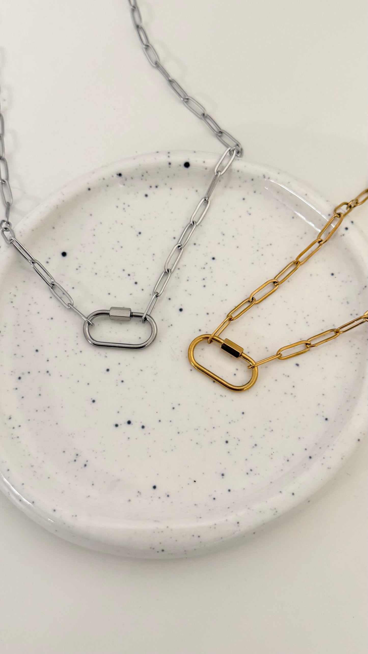 Paperclip Chain With Carabiner Necklace Chain
