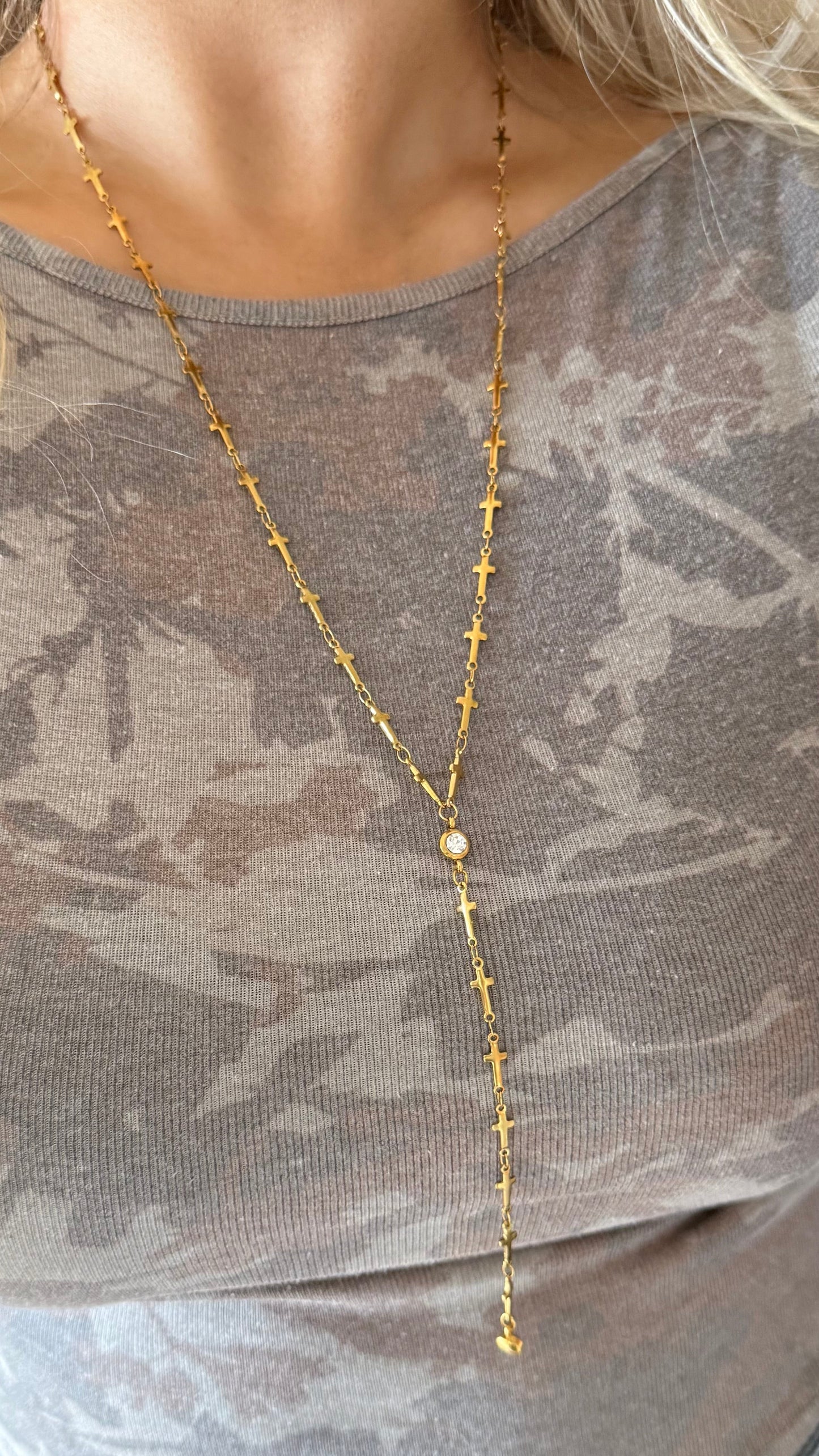 The “Have Faith Girl” Gold Lariat Necklace