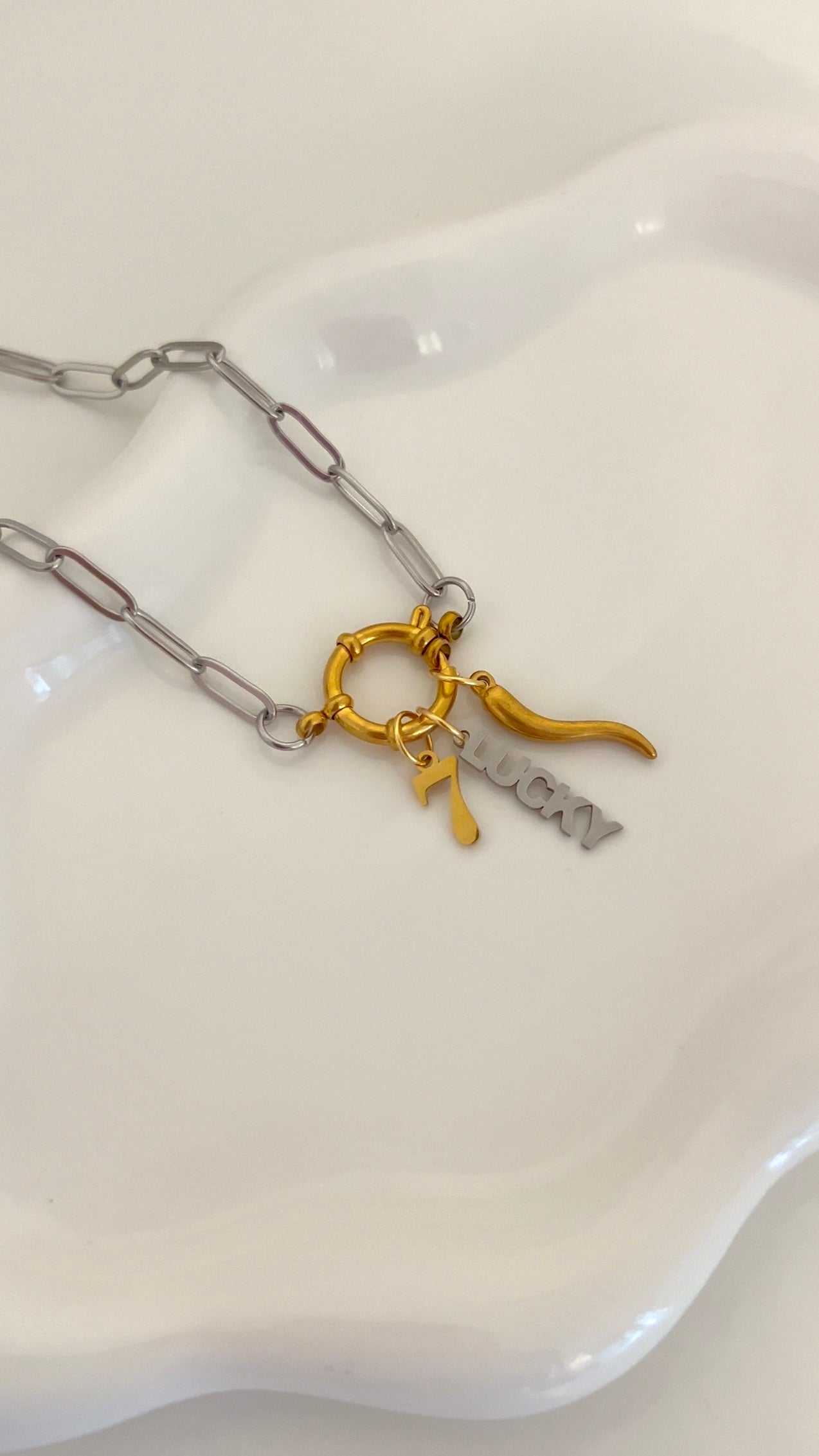 Golden Aura Sailor’s Clasp Charm Necklace