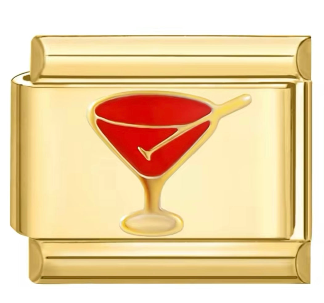 Yellow Gold Martini Italian Charm