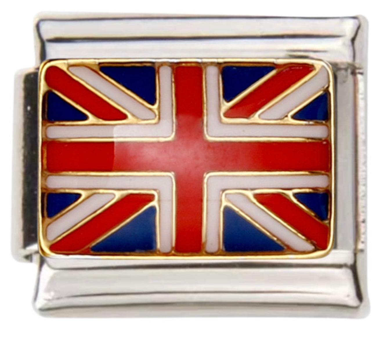 Union Jack Flag, Silver Italian Charm