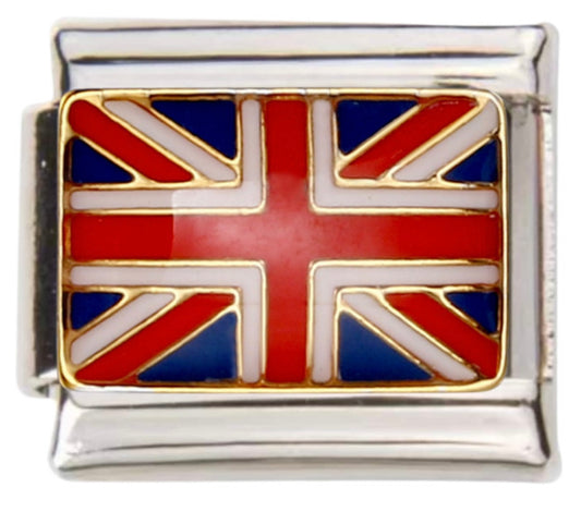 Union Jack Flag, Silver Italian Charm