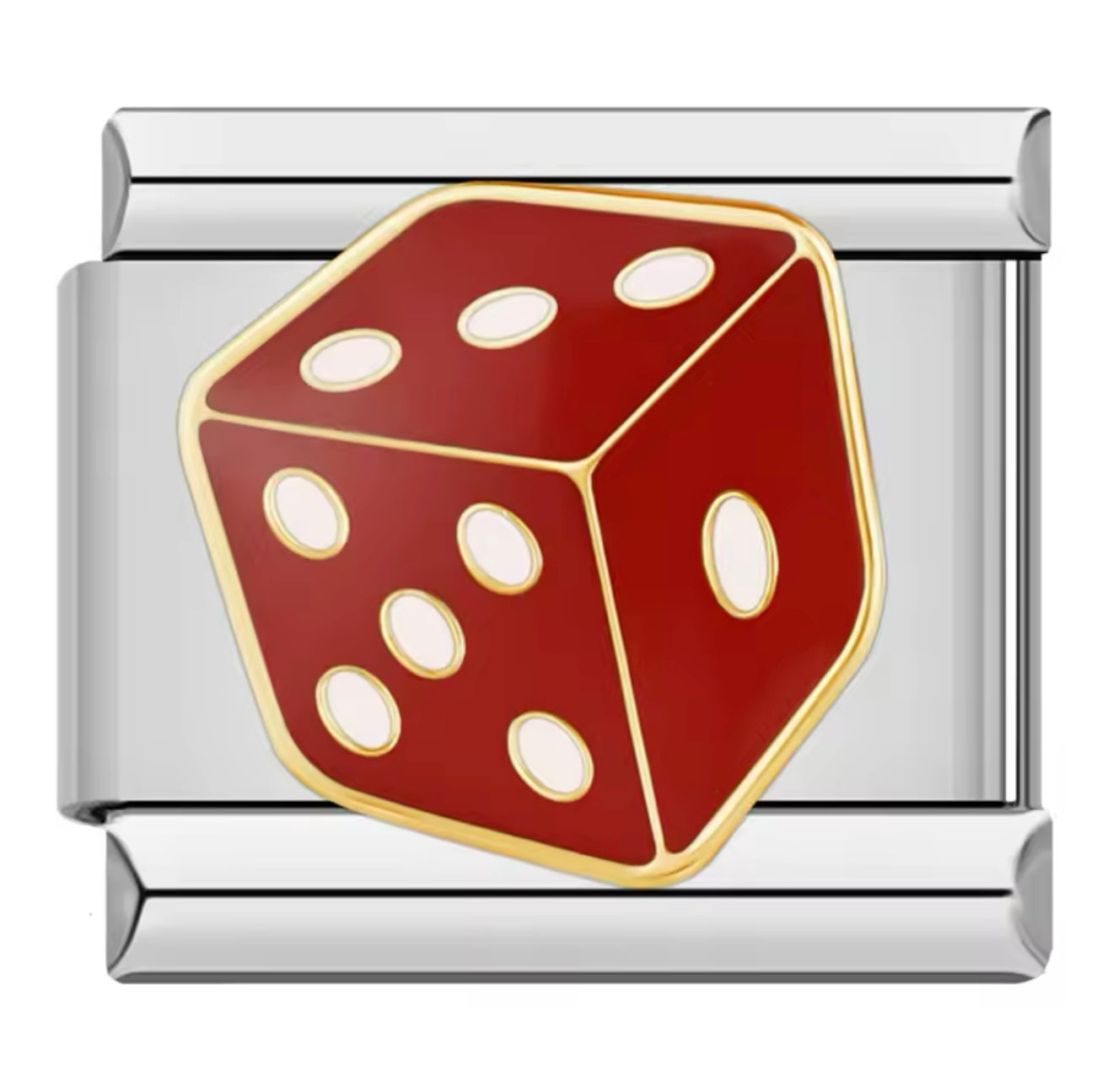 Red Dice Silver Italian Charm