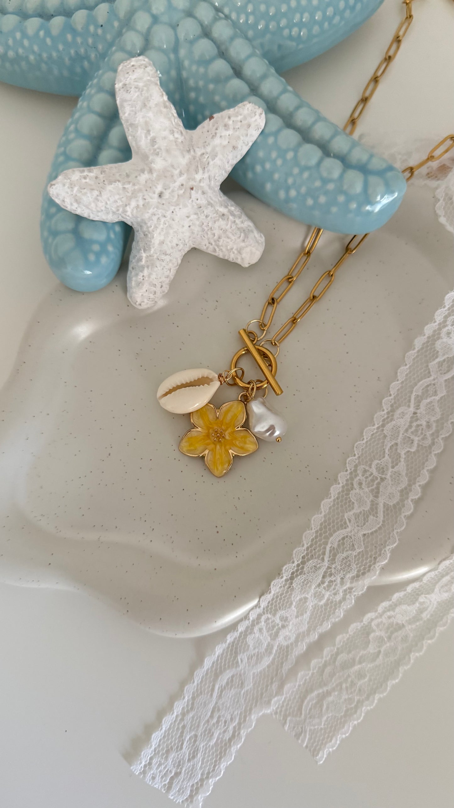 ‘Golden Hour’ T Clasp Charm Necklace