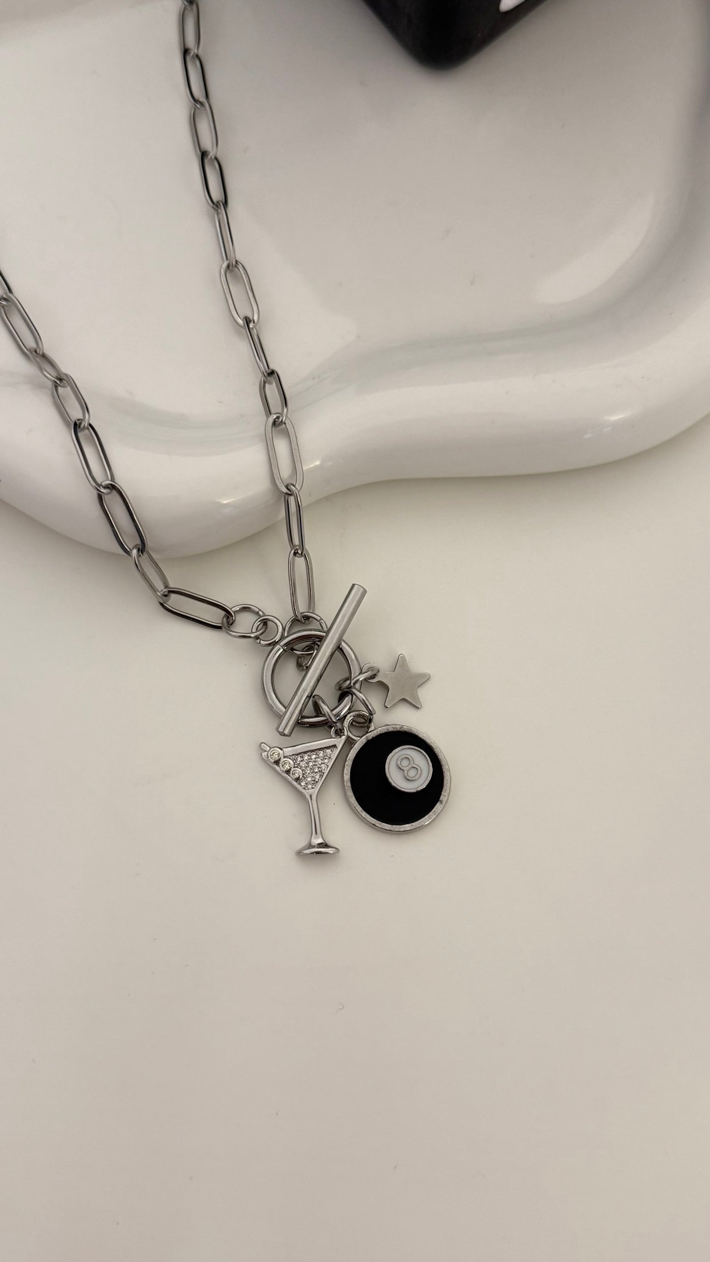 A Game Of Dry Martini Silver Charm Necklace
