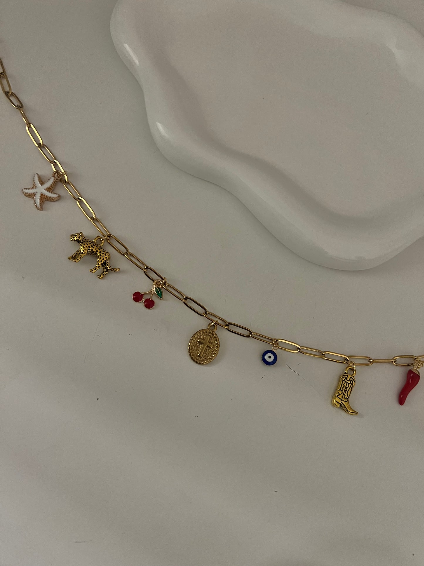Gold Party Animal Charm Necklace