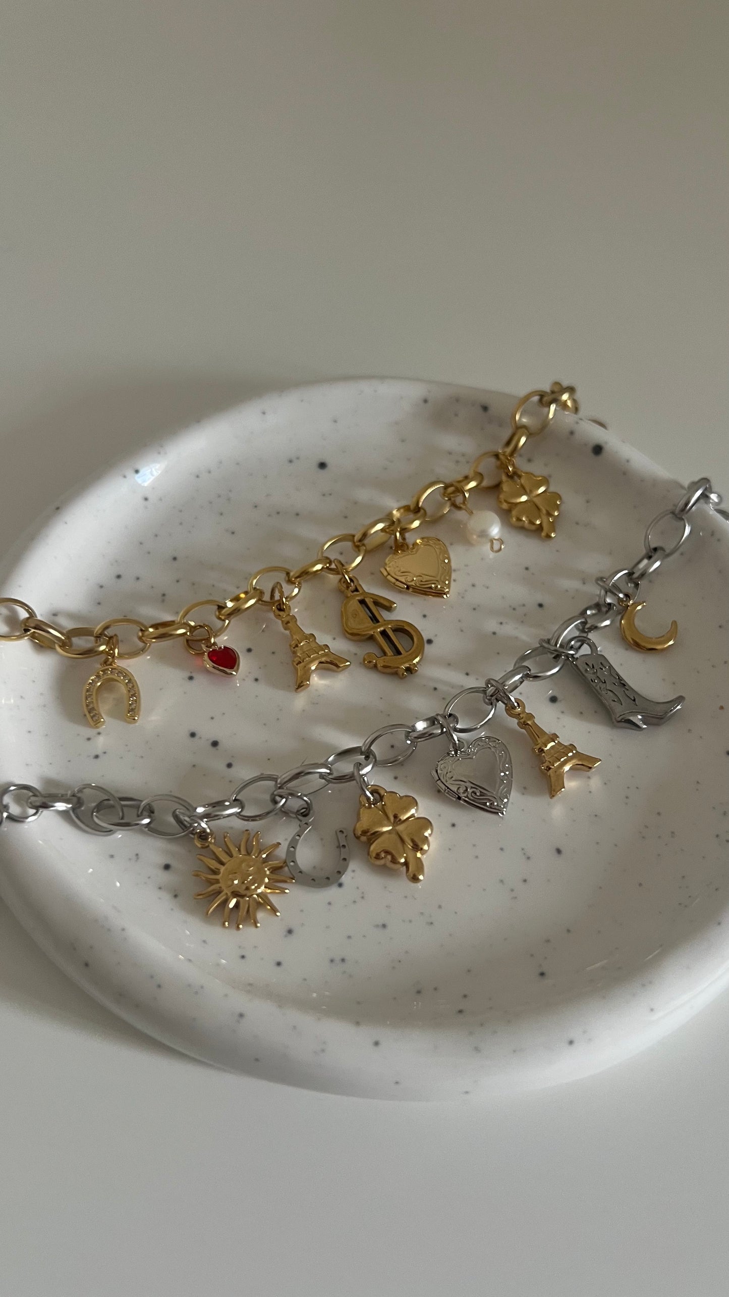 Stainless Steel Oval Chunky Charm Bracelet