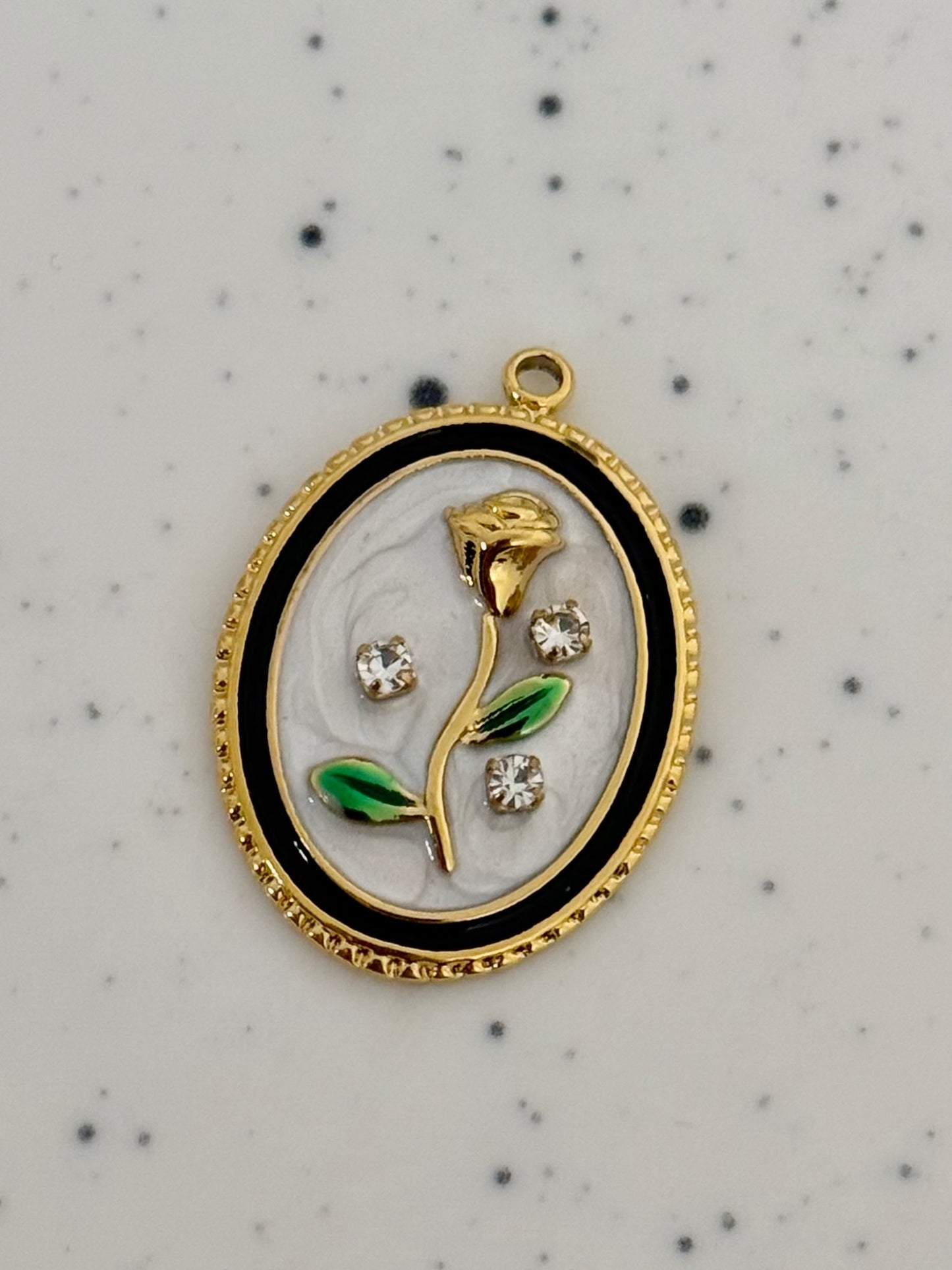 Vintage Rose Frame Gold Charm