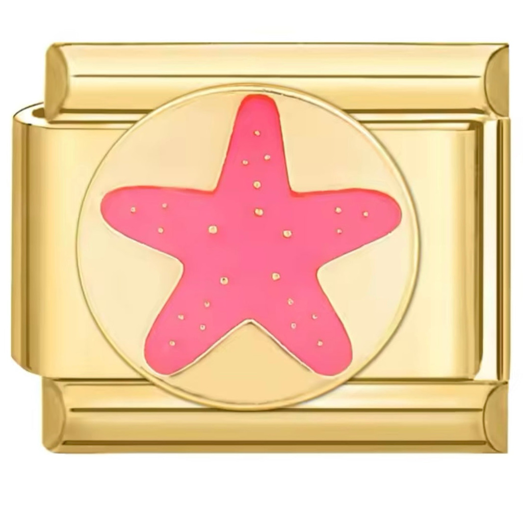 Pink & Yellow Gold Starfish Italian Charm
