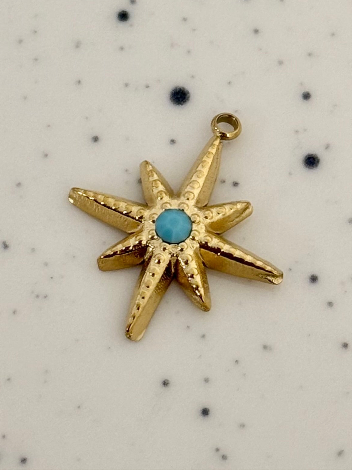 Turquoise Gold Star Charm