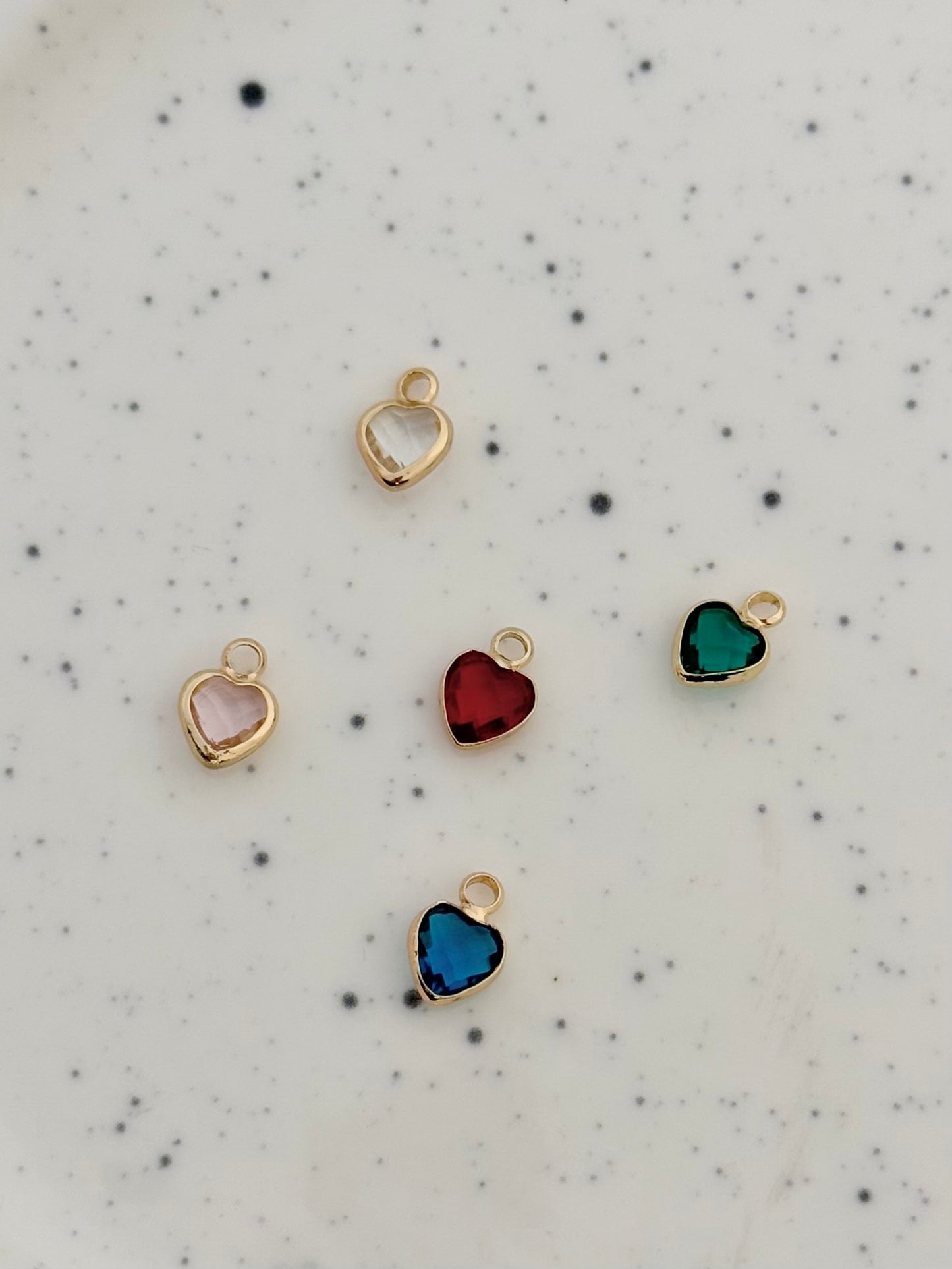 Gold Zircon Heart Charms