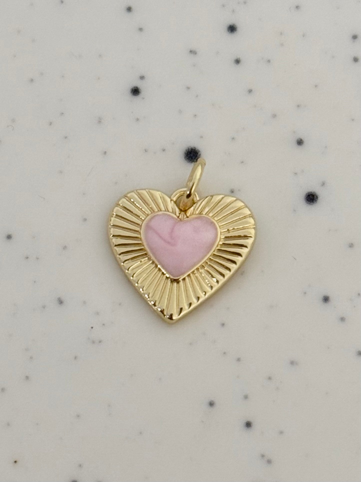 Pink Frosted Heart Gold Charms