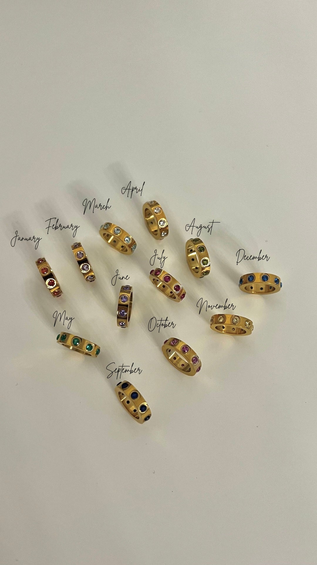 Gold Birthstone Ring Charm Necklace