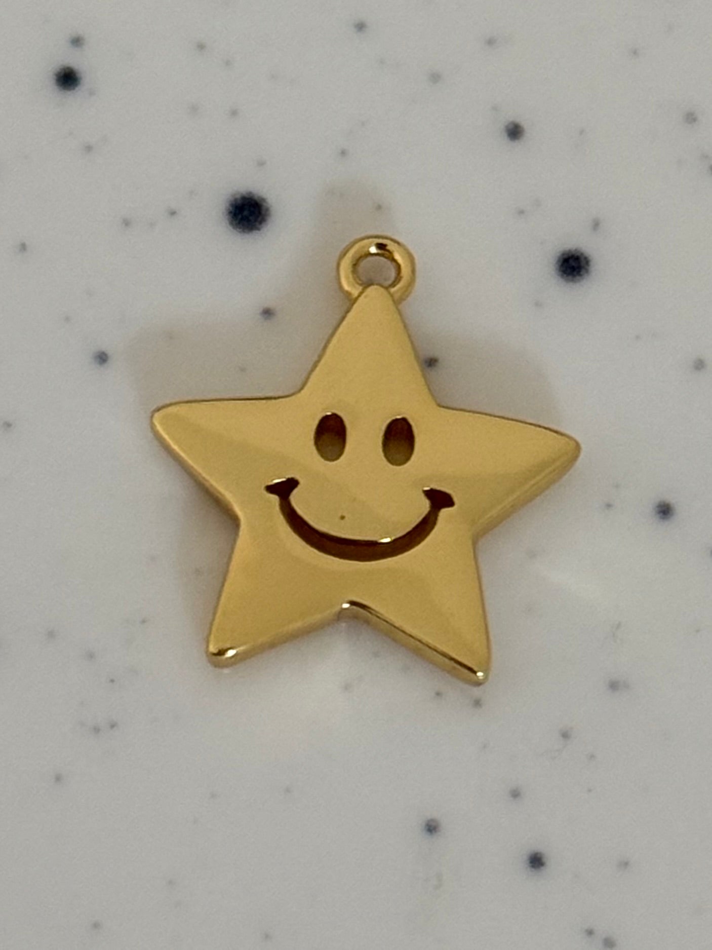 Smiley Star Gold Charm