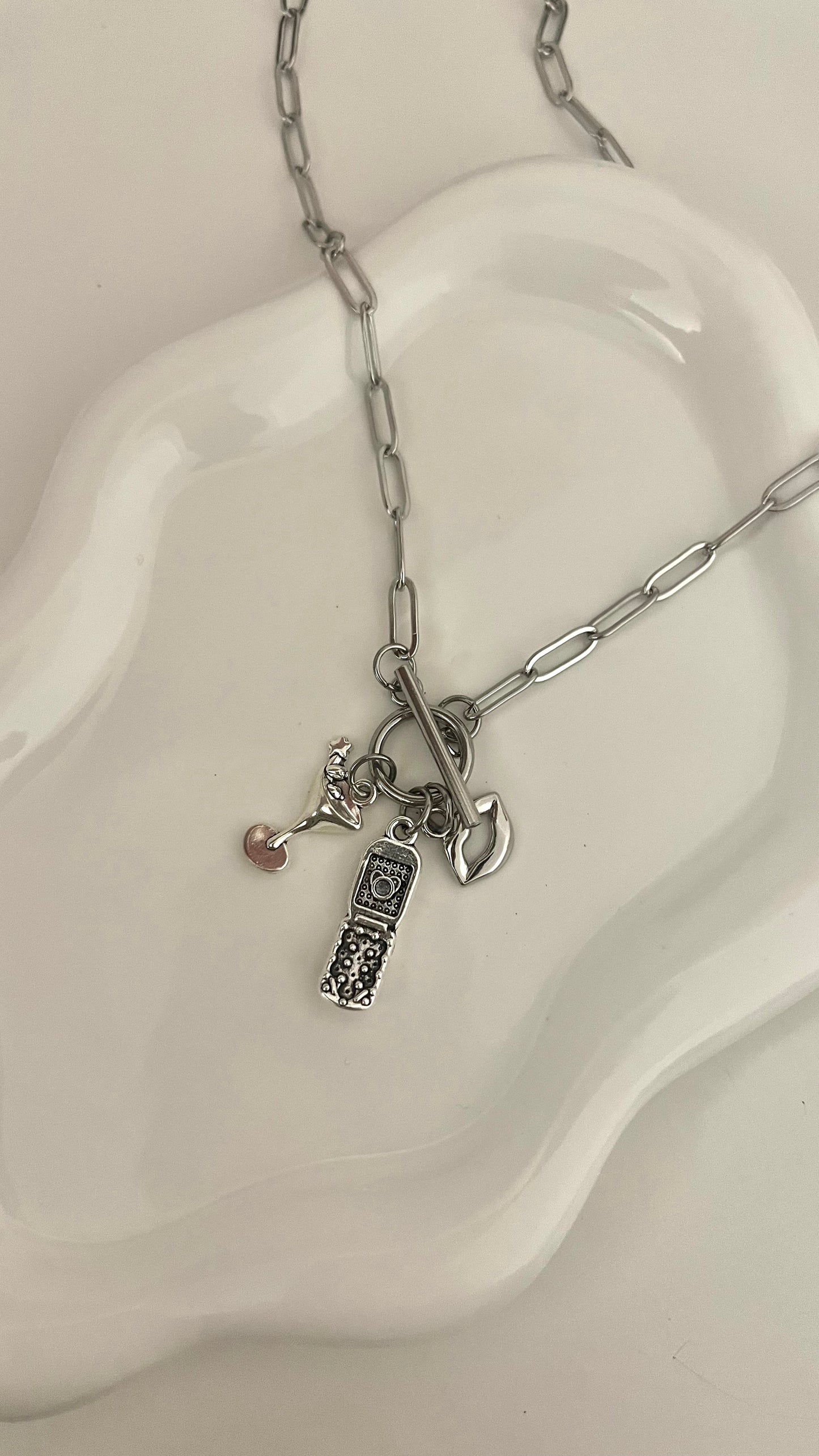 Y2K Babe T Chain Charm Necklace