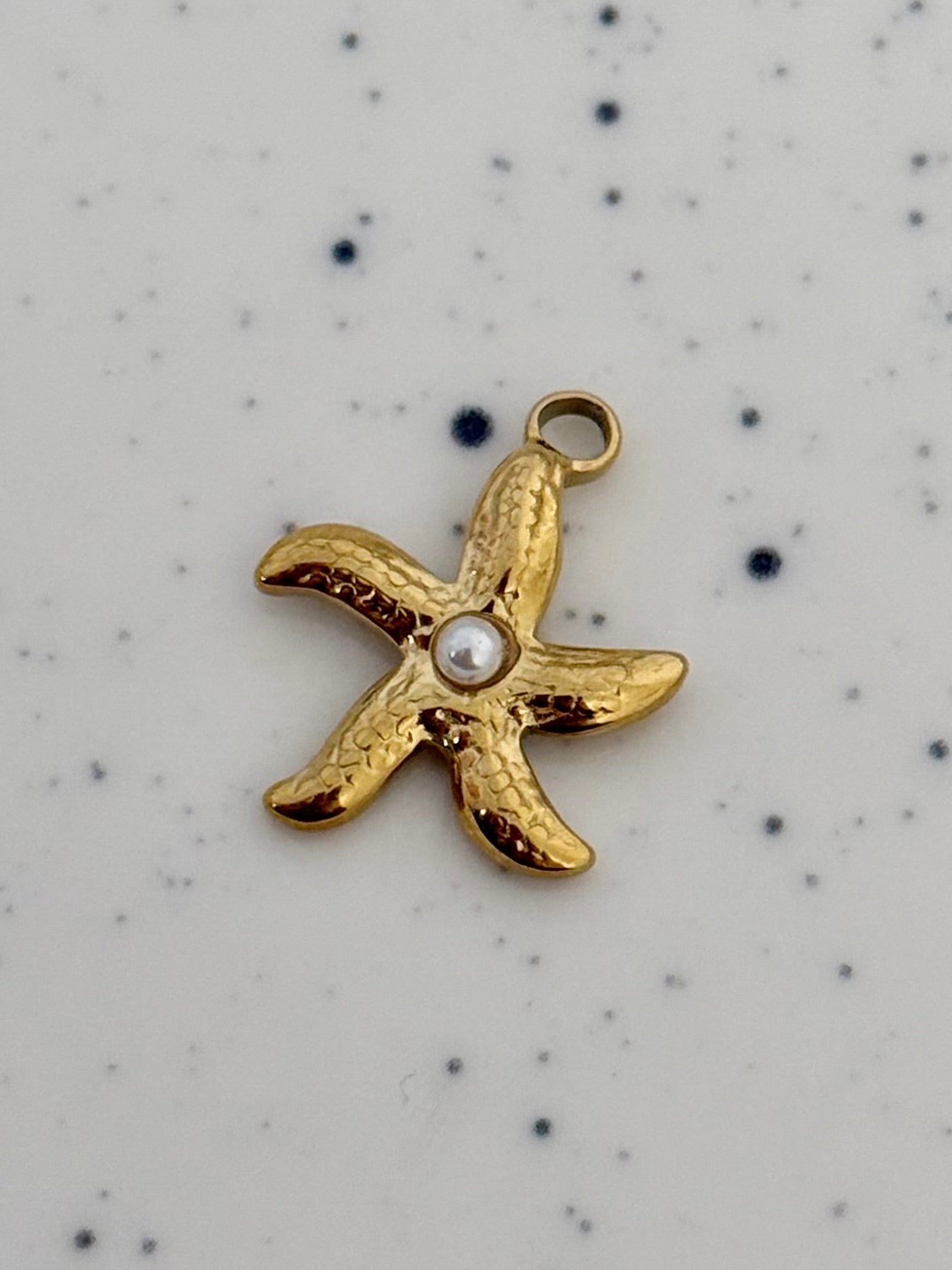 Pearl Starfish Charm Gold