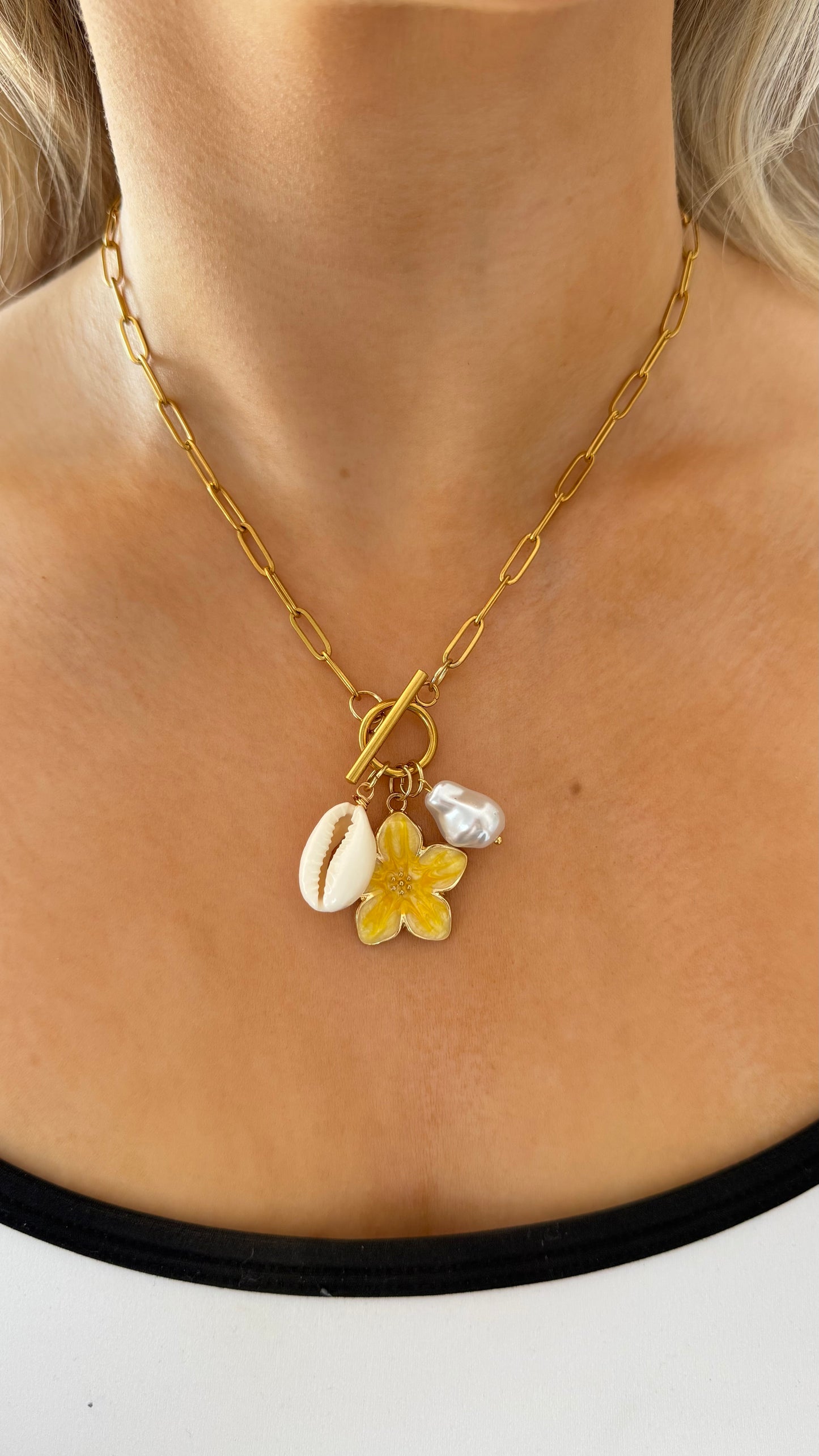 ‘Golden Hour’ T Clasp Charm Necklace