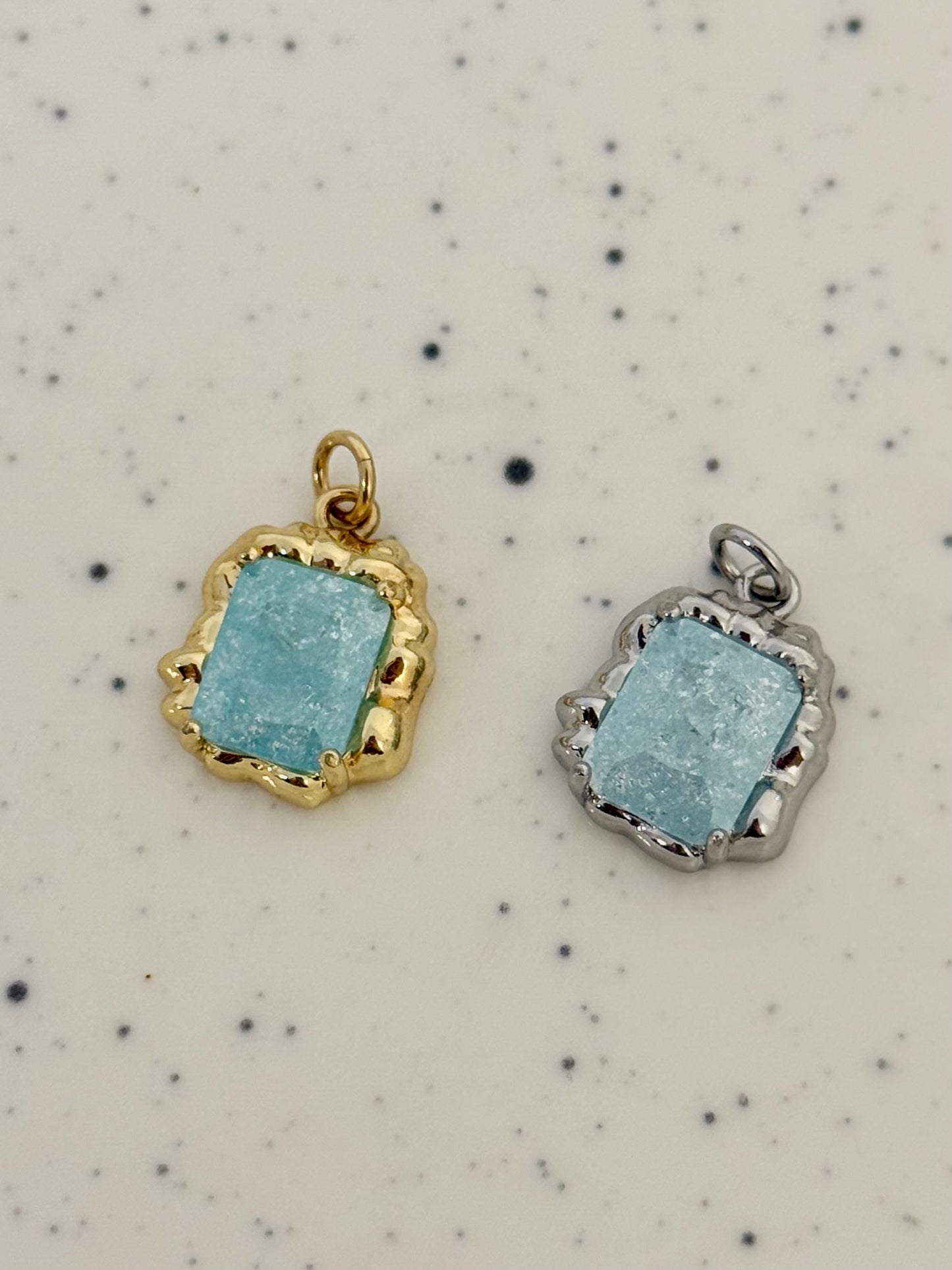 Aqua Blue Square Charms