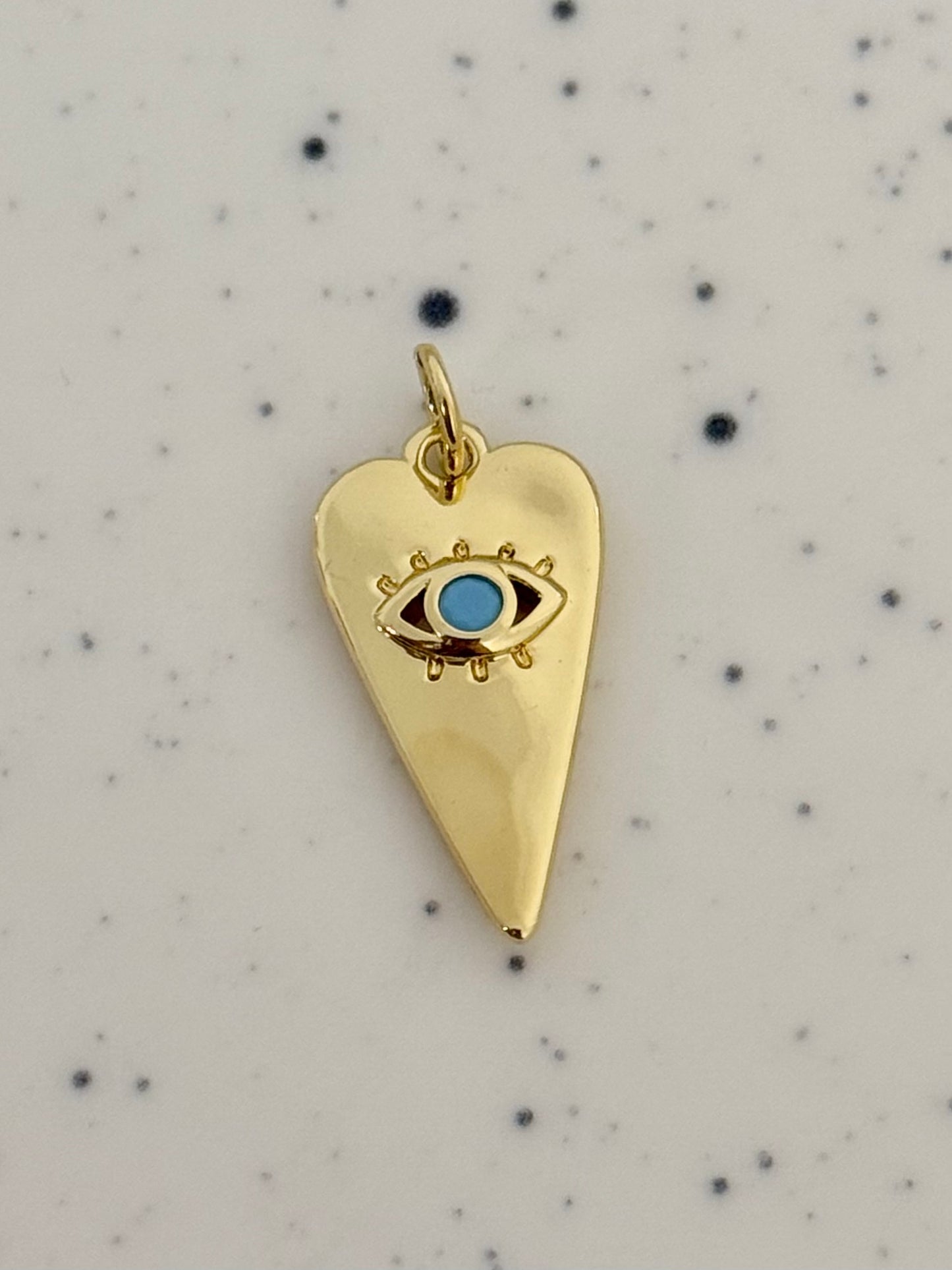 Evil Eye Heart Arrow Gold Charm