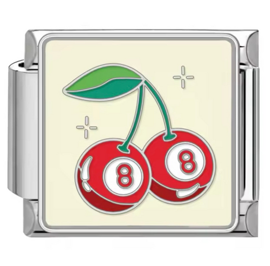 Cherry 8 Ball Silver Italian Charm