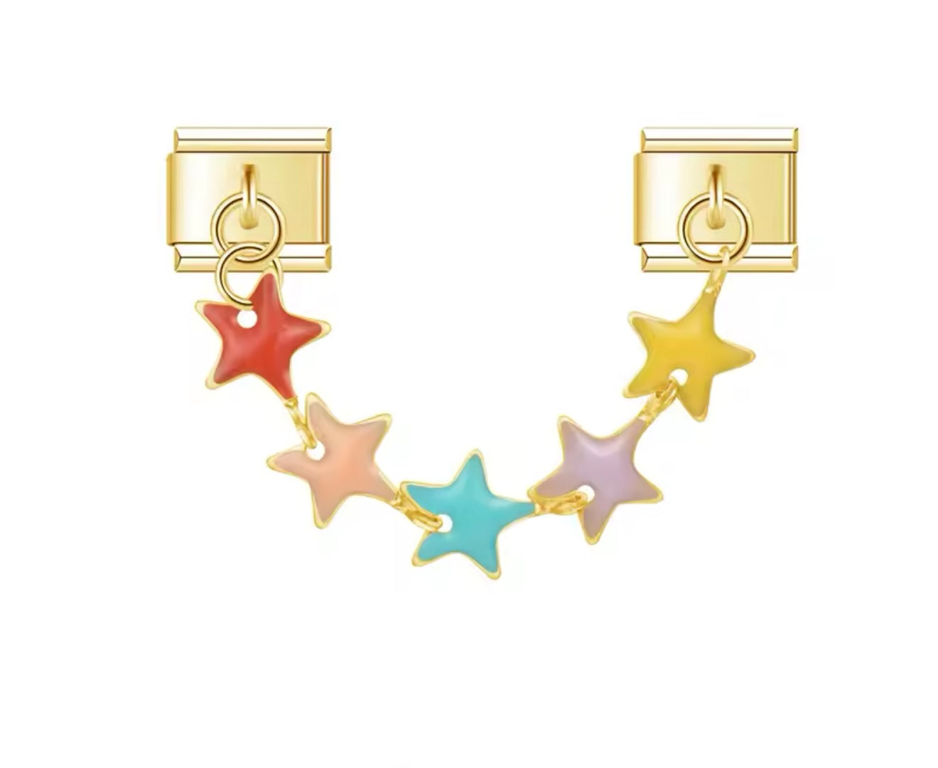 Gold Colourful Star Italian Charms with Dangly Chain