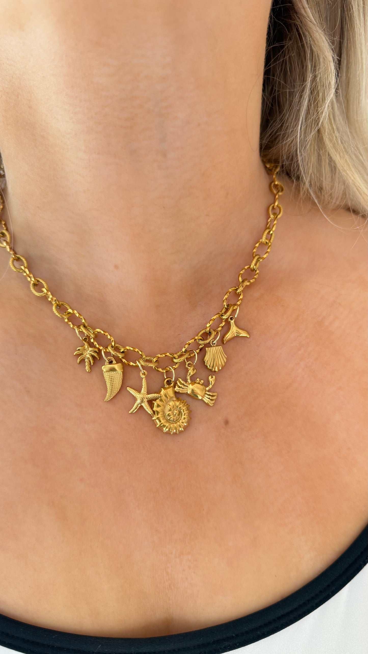 ‘Life’s a Beach’ Gold Charm Necklace