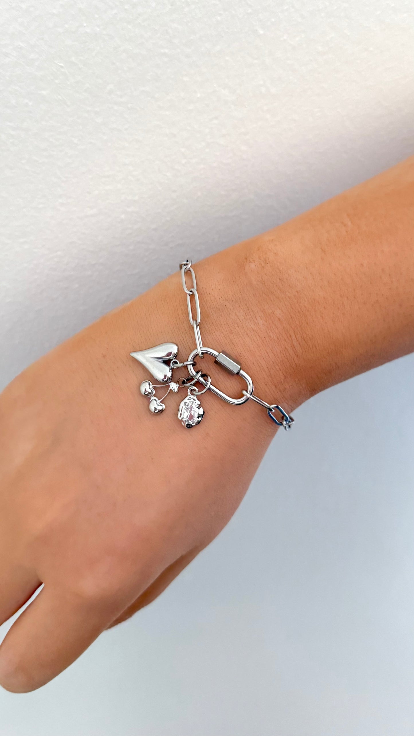Stainless Steel Paperclip Carabiner Charm Bracelet