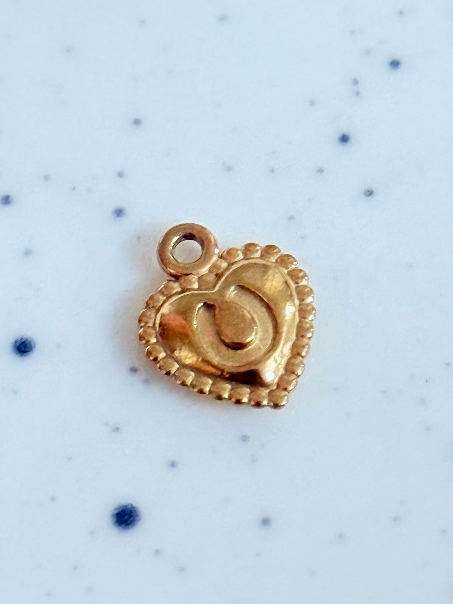 Gold Heart Framed HorseShoe Charm