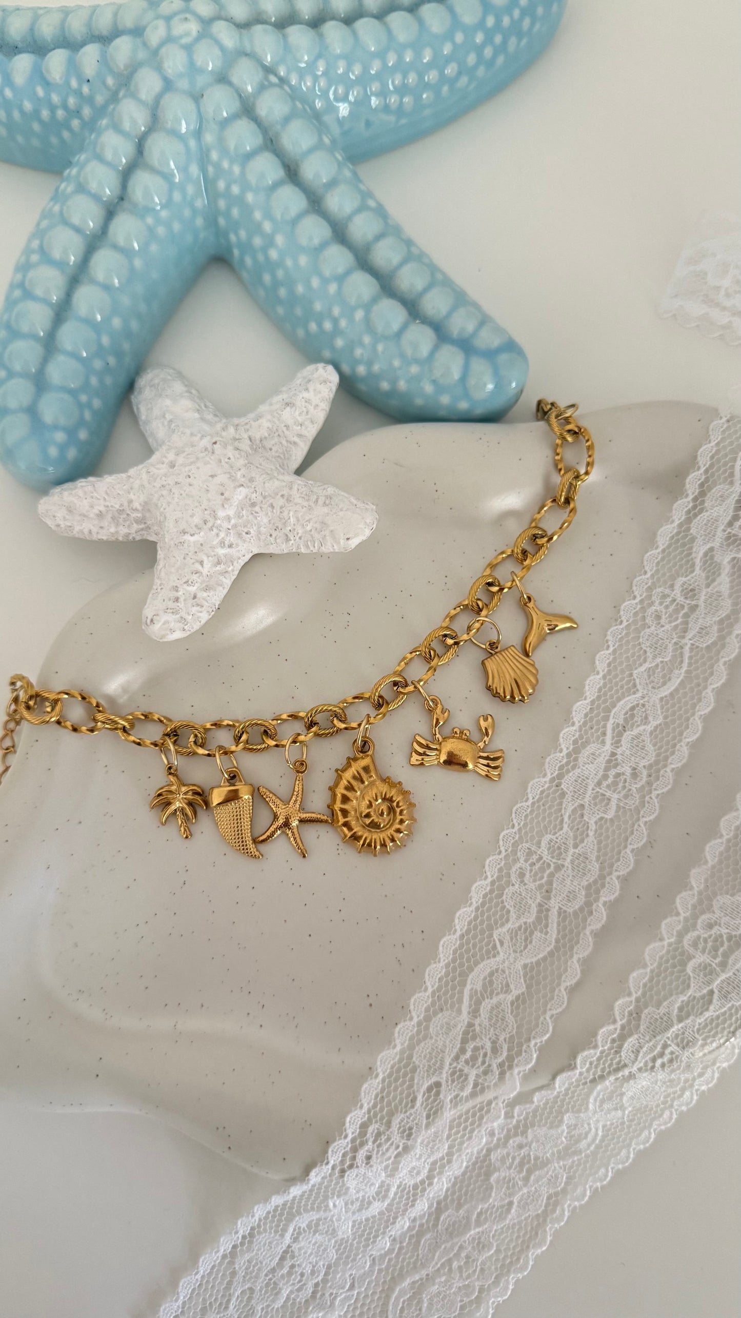 ‘Life’s a Beach’ Gold Charm Necklace