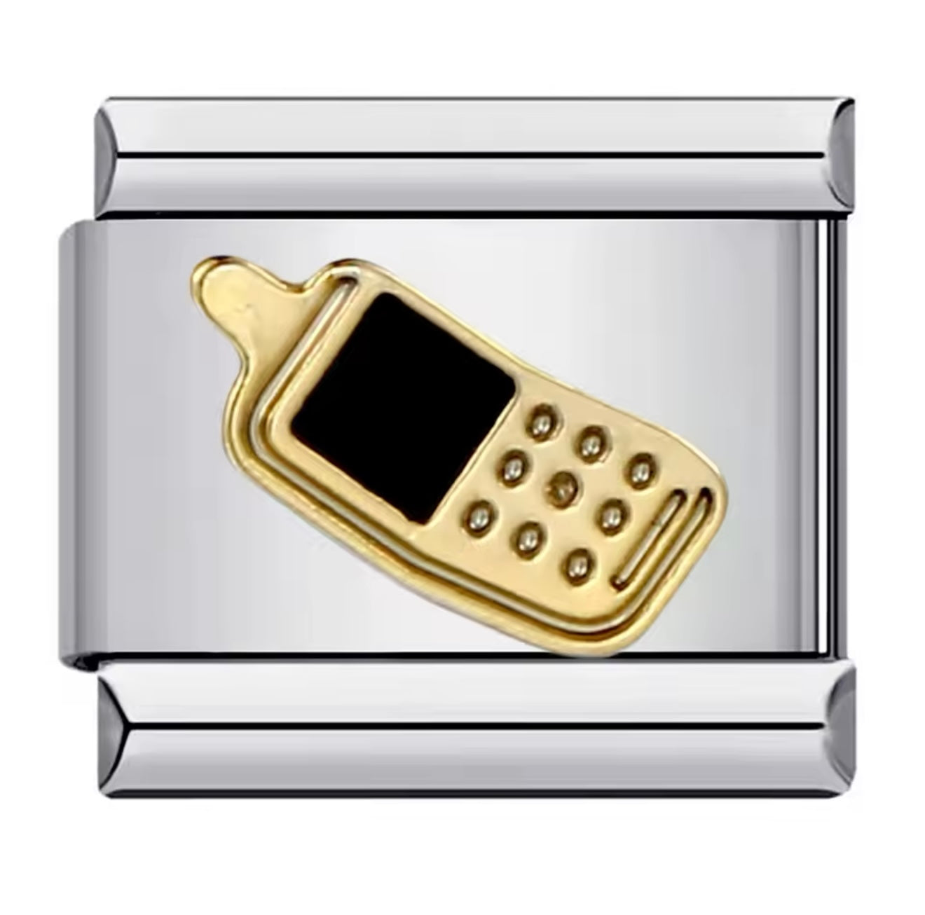 Gold Y2K Cellphone, Silver Italian Charm