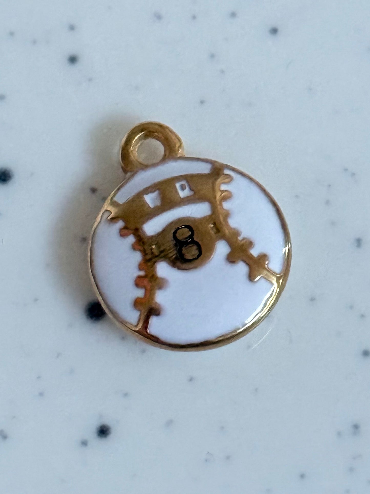 Gold & White Baseball Charm
