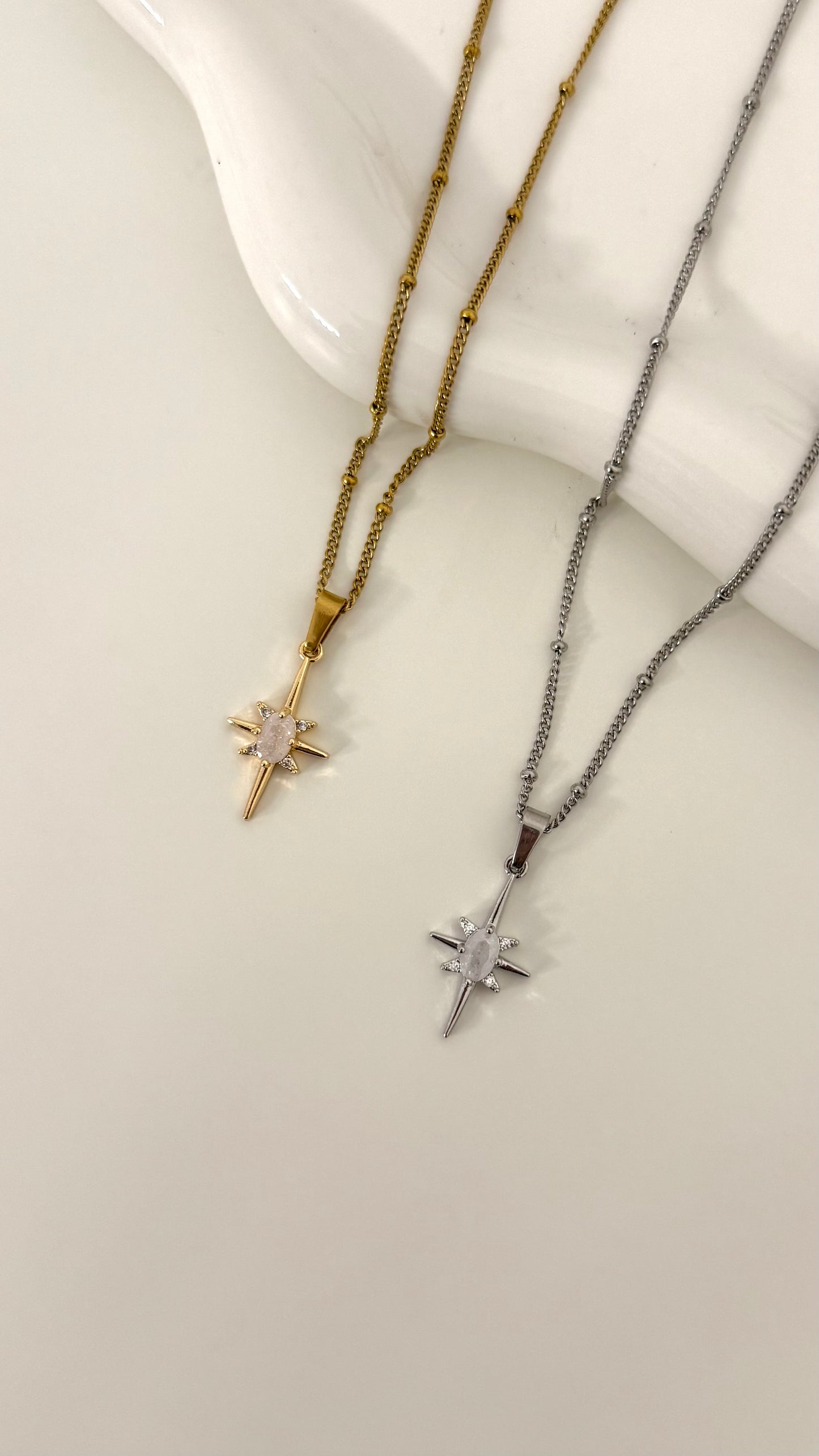 Stainless Steel Dangly Beaded Necklace Chain