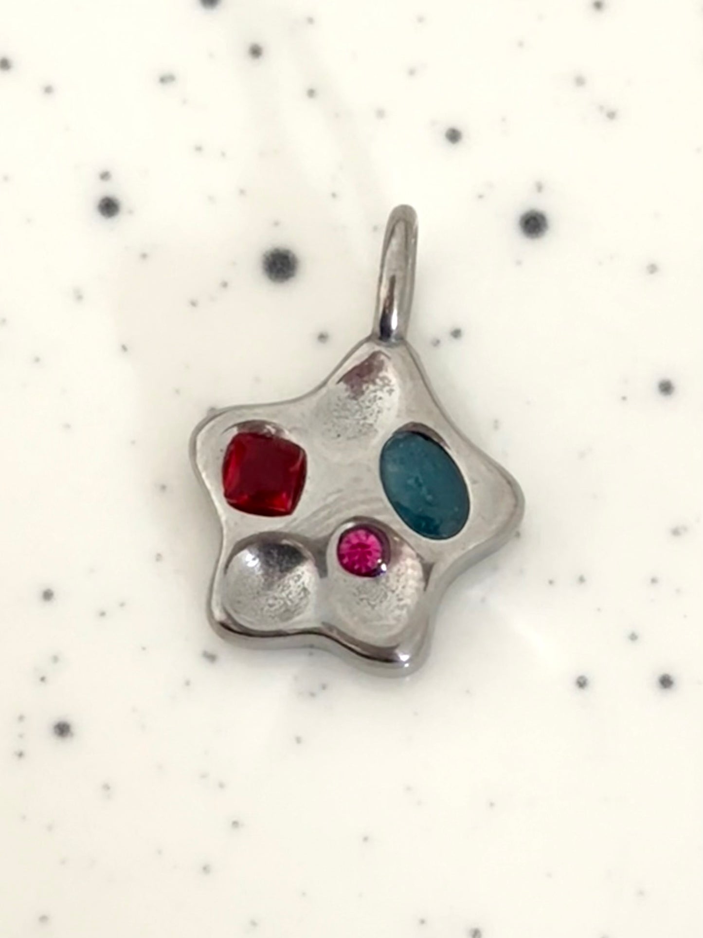 Silver Irregular Embellished Star Charm