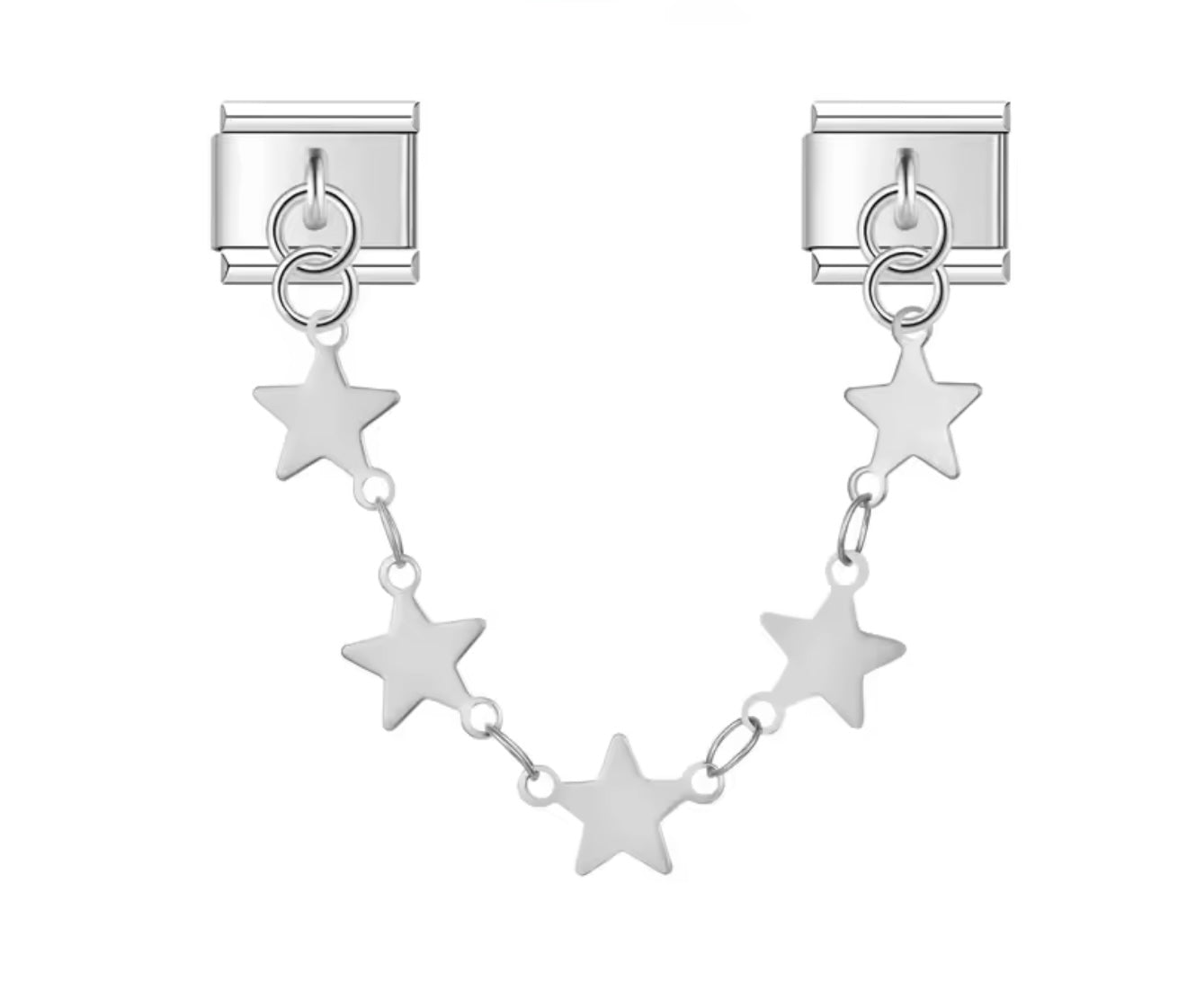 Silver Star Italian Charms with Dangly Chain