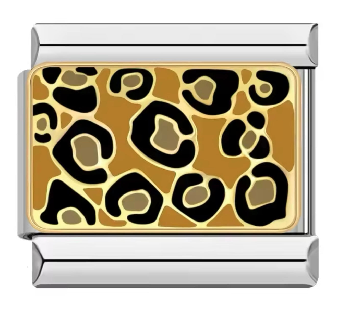 Leopard Print Silver Italian Charm