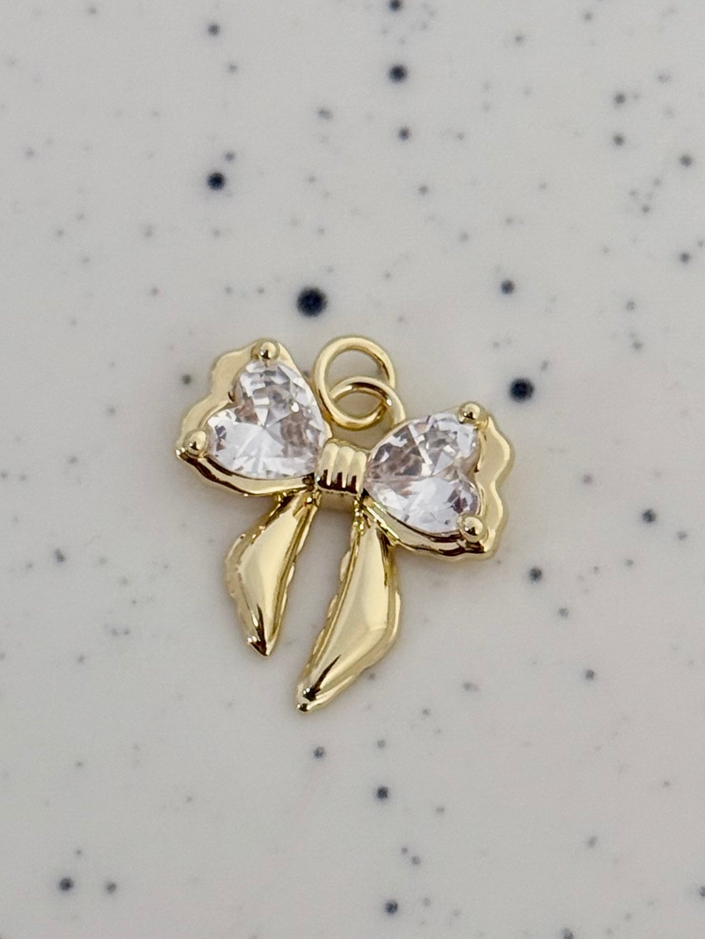 Zirconia Gold Bow Charm