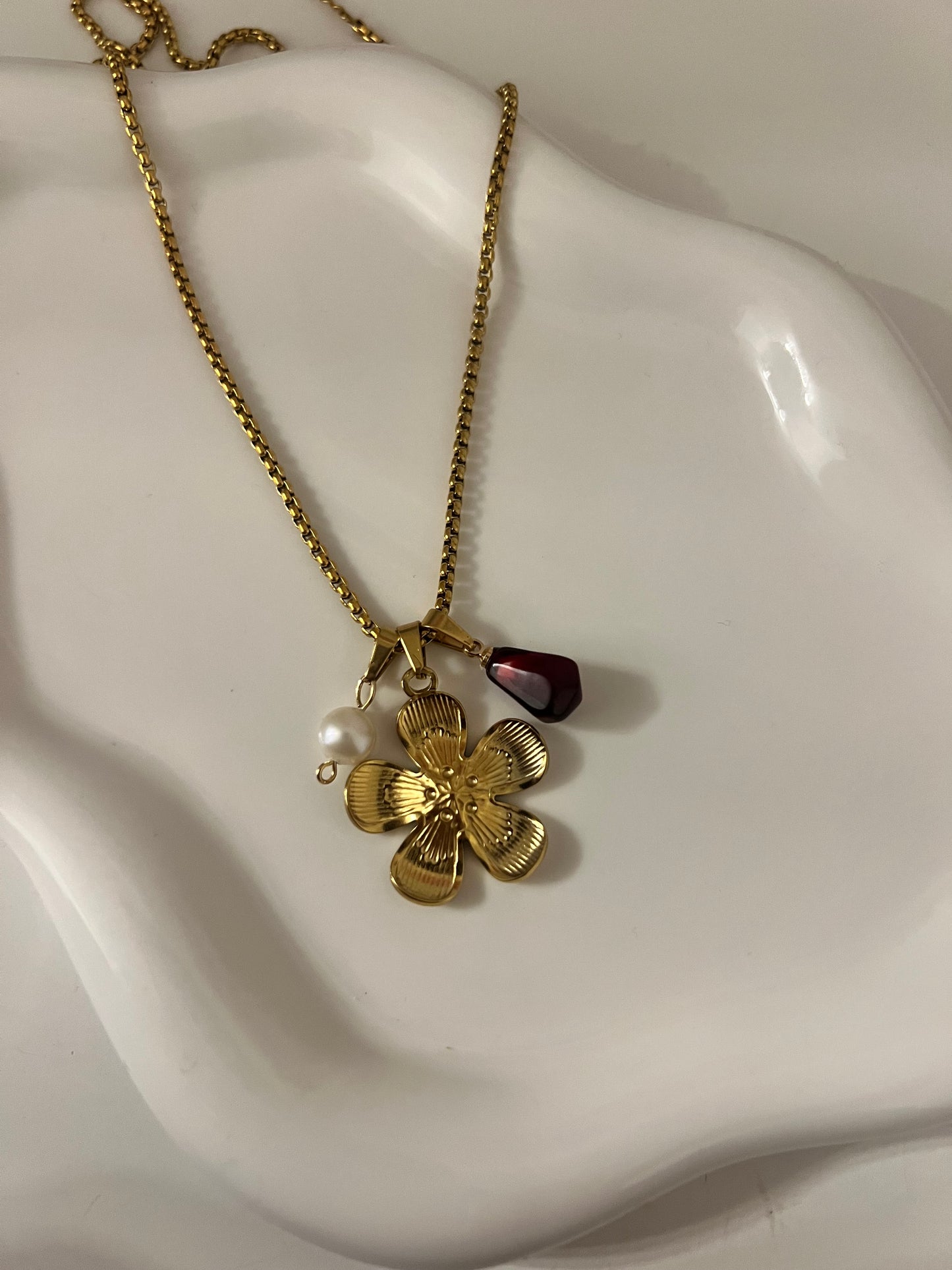 Fallin’ For You Stainless Steel Dangly Charm Necklace