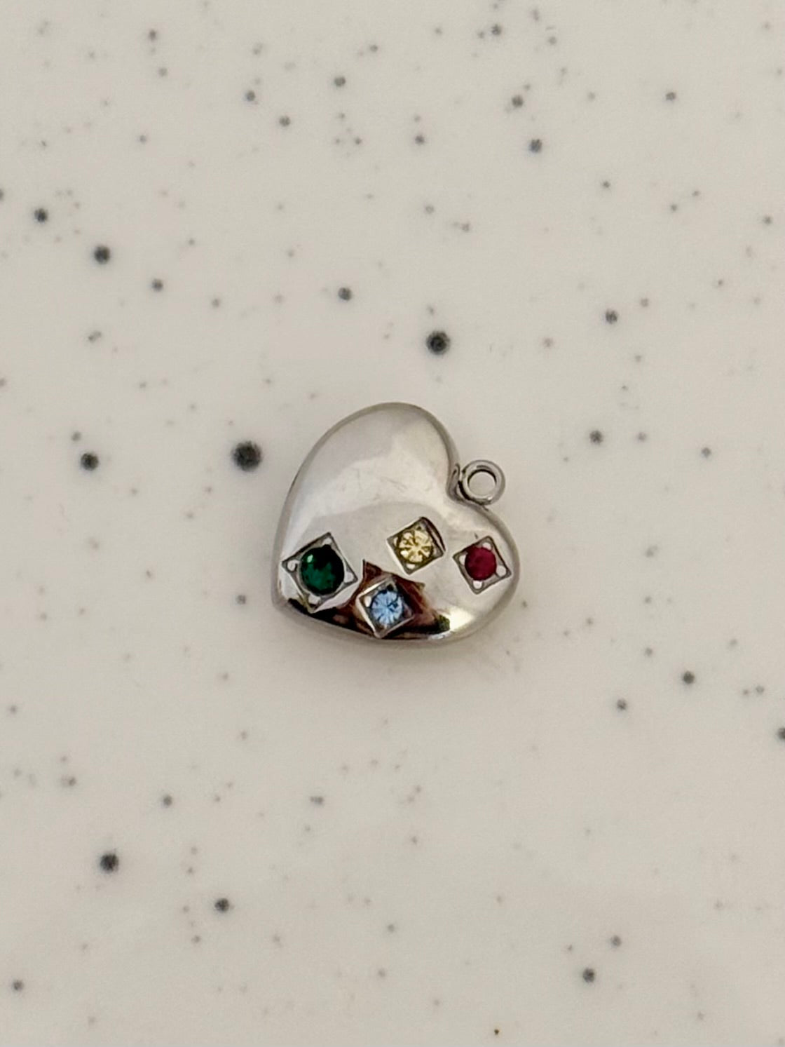 Silver Embellished Heart Charm