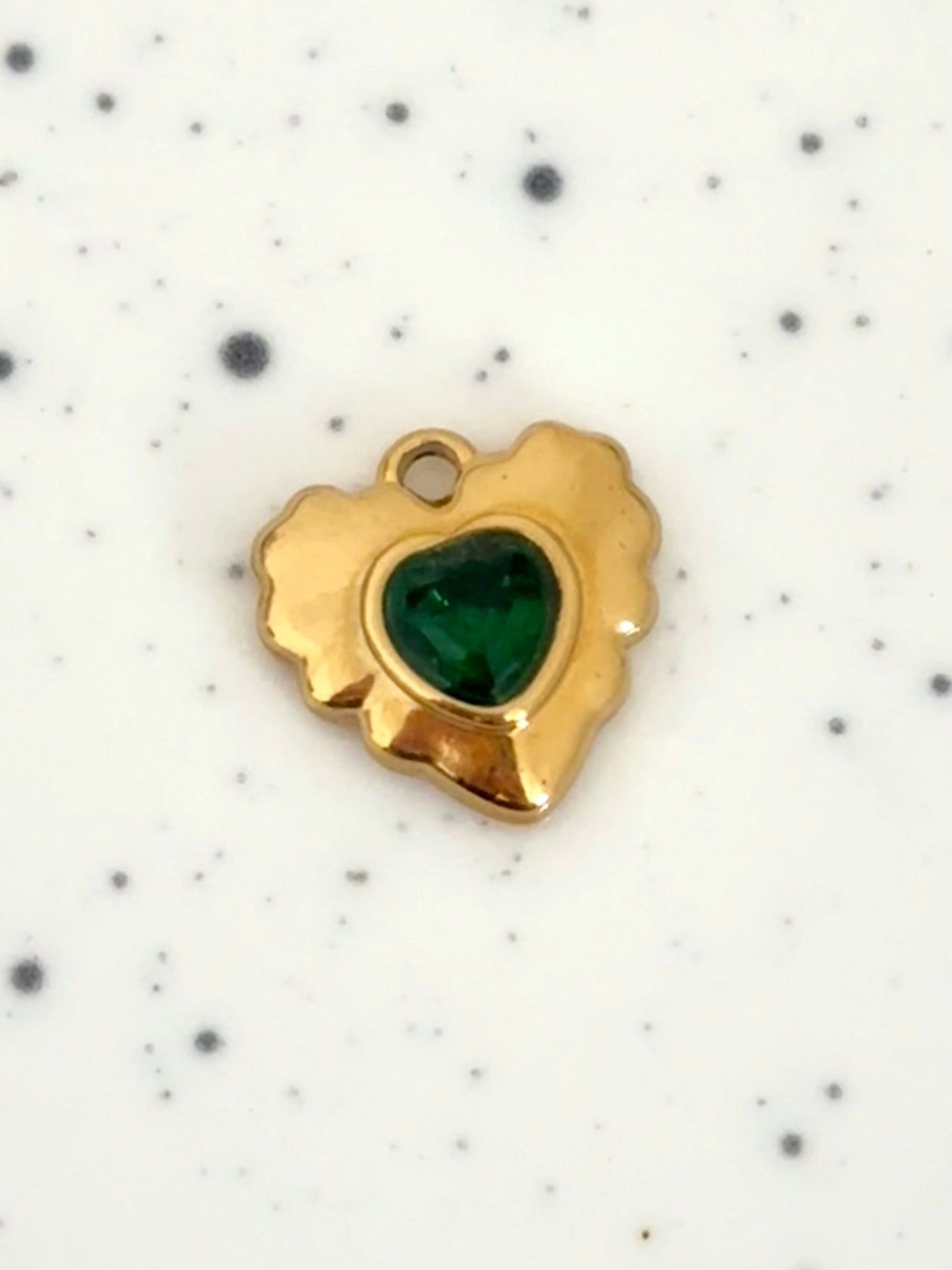 Green Gemstone Heart Charm