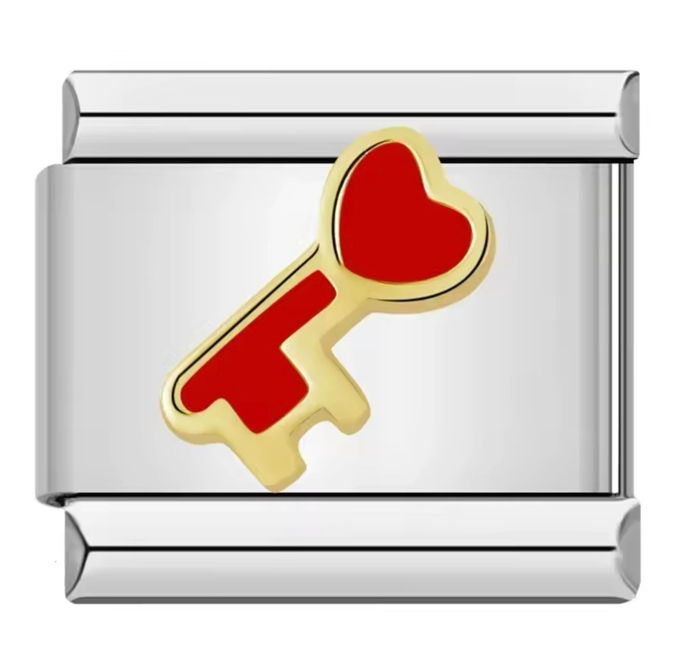 Red Key Silver Italian Charm