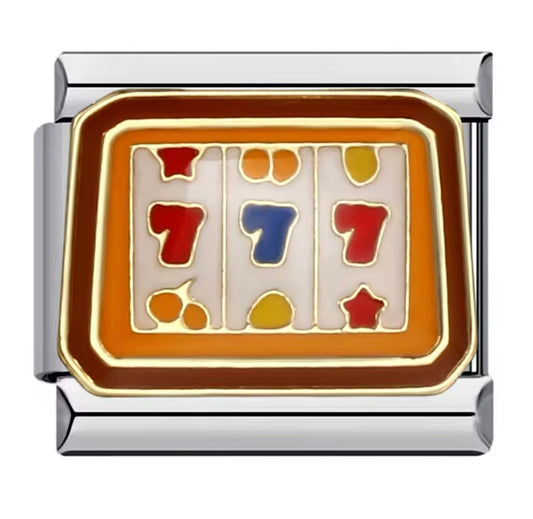 ‘777’ Slot Machine Silver Italian Charm