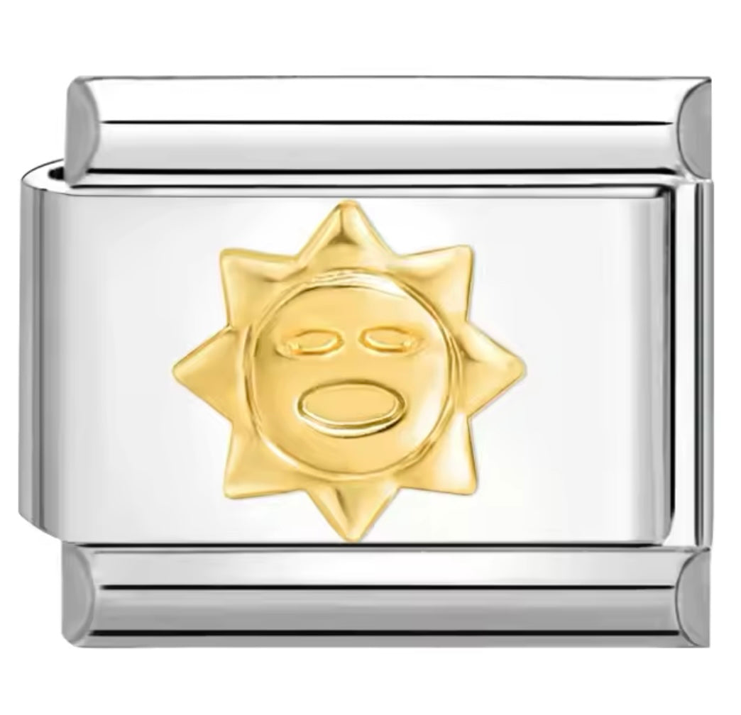 Golden Sun Silver Italian Charm