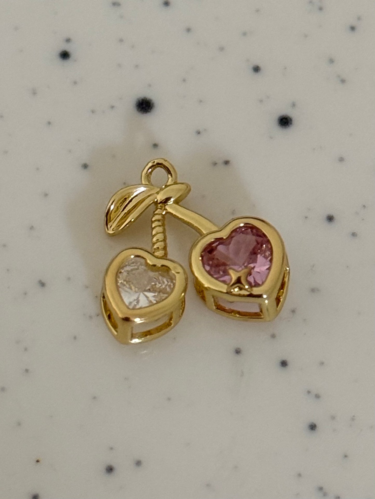 Zircoin Pink & White Gold Cherry Charm