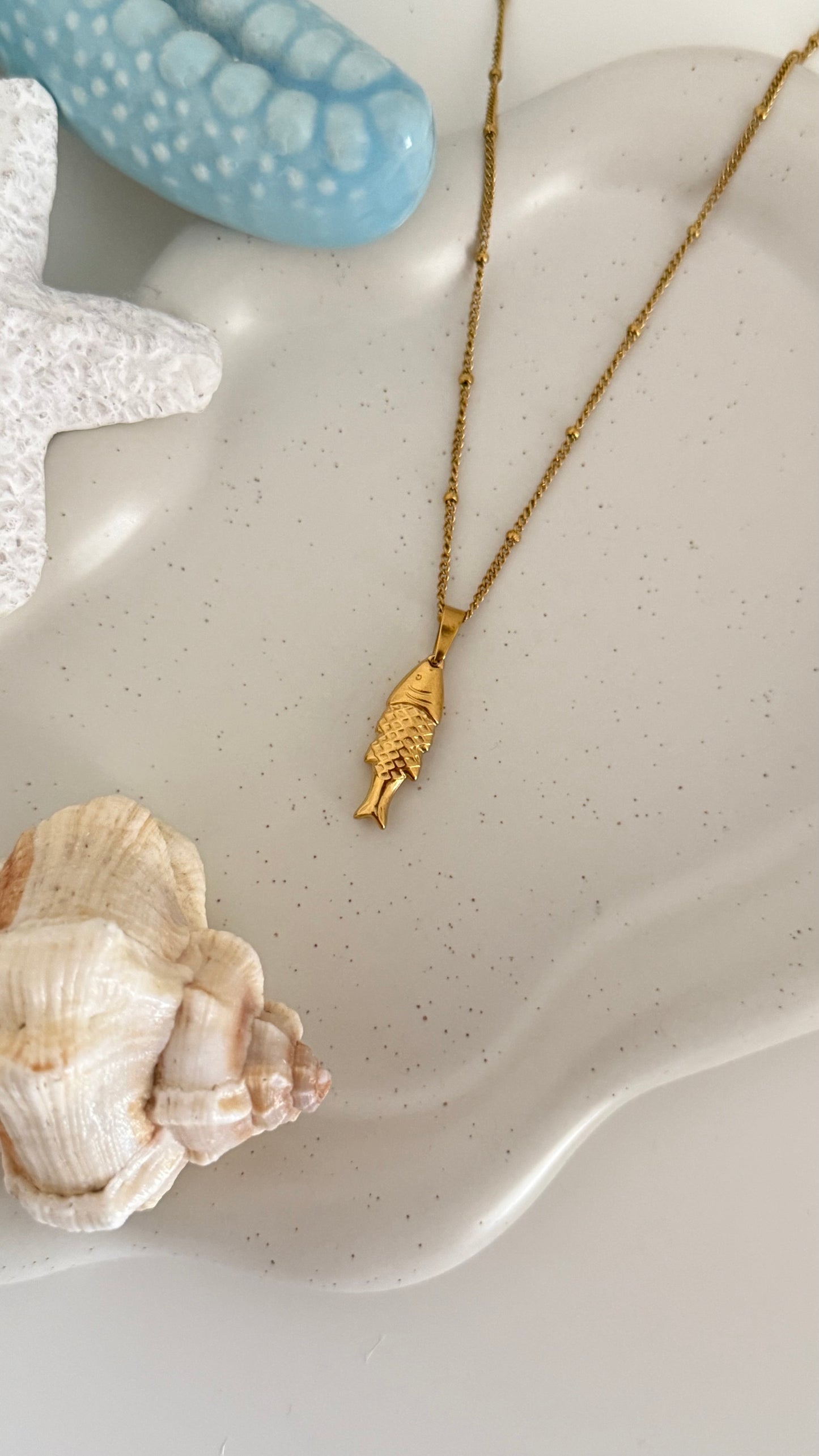 Gold Fish Pendant Necklace