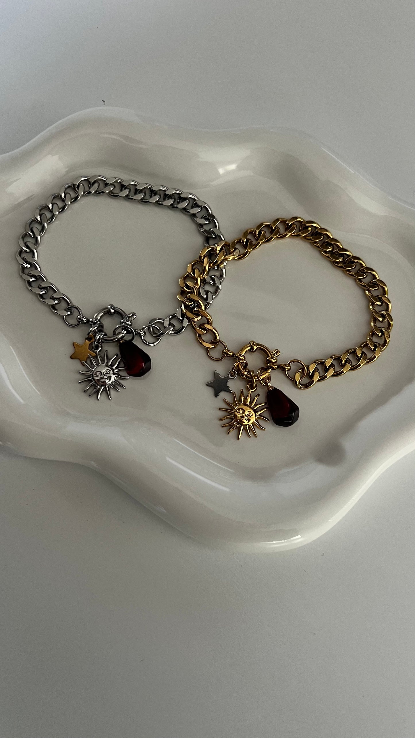 Lunar Eclipse Stainless Steel Charm Bracelet
